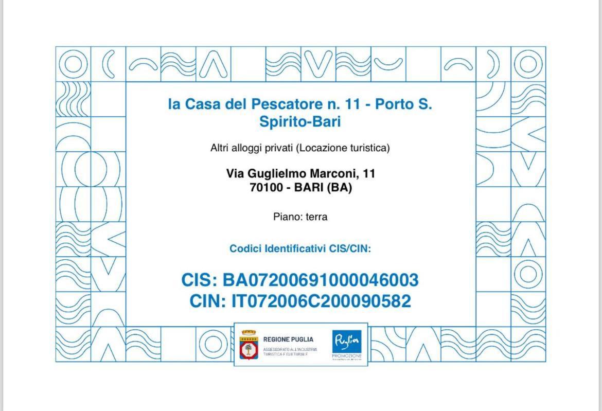 La Casa Del Pescatore N 11 - Porto Di St Spirito Бари Экстерьер фото